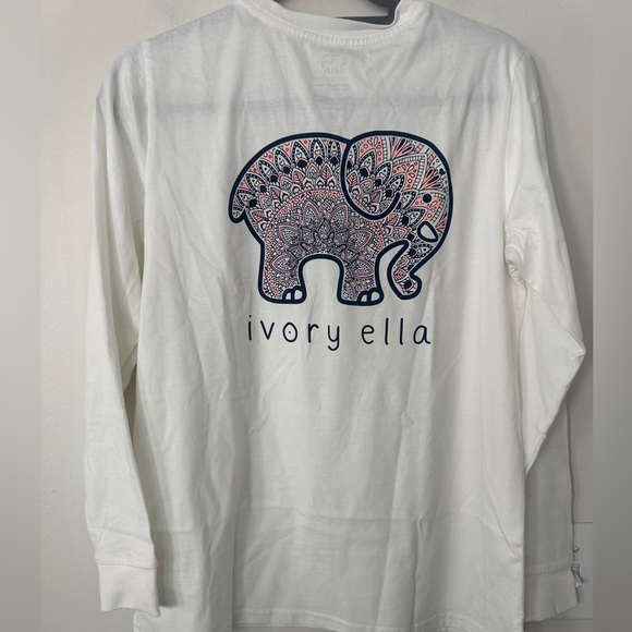 Ivory Ella Elephant Logo Long Sleeve Organic Cotton  T-Shirt S - Picture 1 of 5